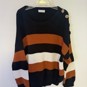 Sophie Rue Black and Brown Crew Neck Sweater